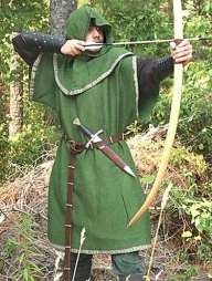 European Medeival Long Bow in European hardwood with bowstring and two Medieval needle bodkin tipped arrows