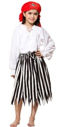Girls black and white striped pirate skirt