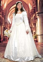 Renaissance Satin and Lace Wedding Gown with 60-inch veil