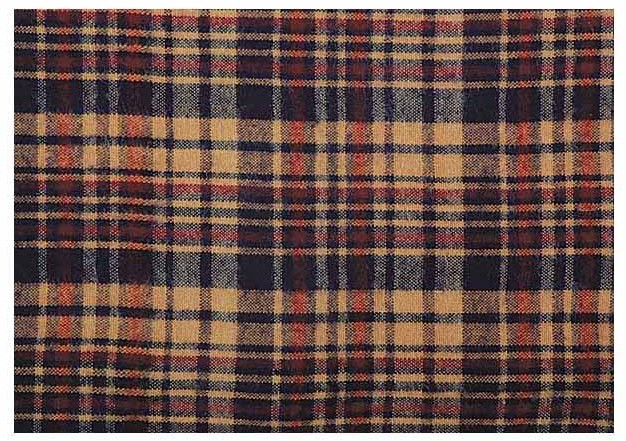 Camel and navy plaid fabric swatch for Early Kilt