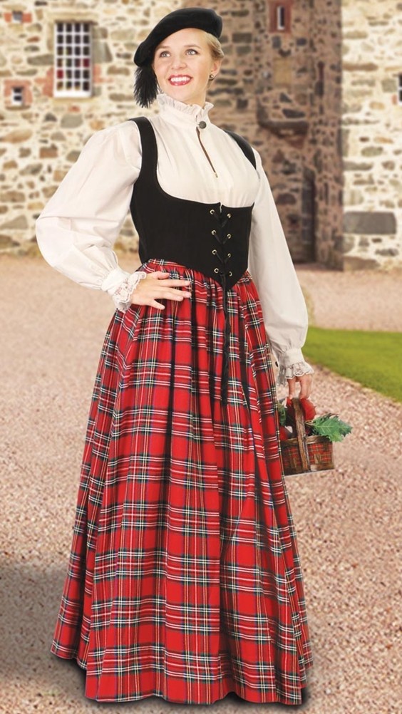 Scottish skirt in red plaid. Also in green plaid.