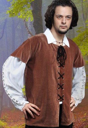 Medieval Jerkin in brown velvet - also available in black and green.