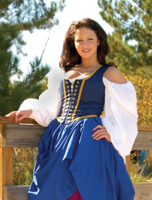 Women Renaissance Fair Medieval Pirate Peasant Costume Bodice Irish Over Dress 
