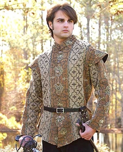 Royal Court Renaissance Doublet in brown and tan cotton brocade.