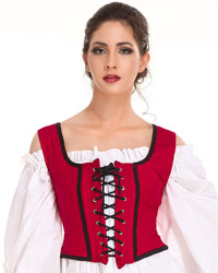 Decorated bodice in red, reverses to black