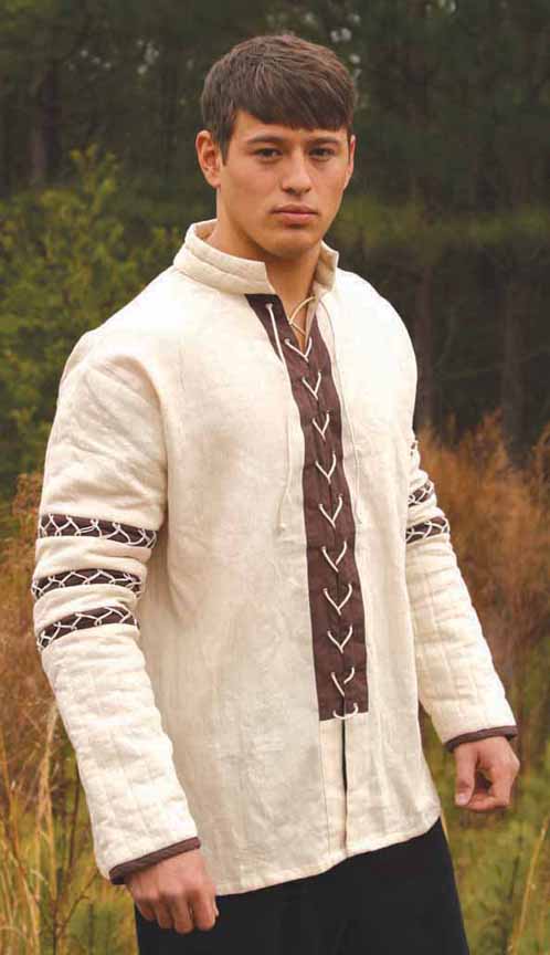 Padded shirt gambeson in natural cotton
