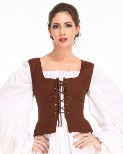 Peasant bodice, chocolate, reverses to lighter brown.