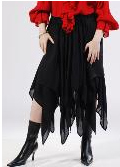 Pirate Skirt with Handkerchief hem, two overlaping layers in red or black, sizes to XXL.