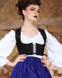 Tavern wench bodice in black faux leather.